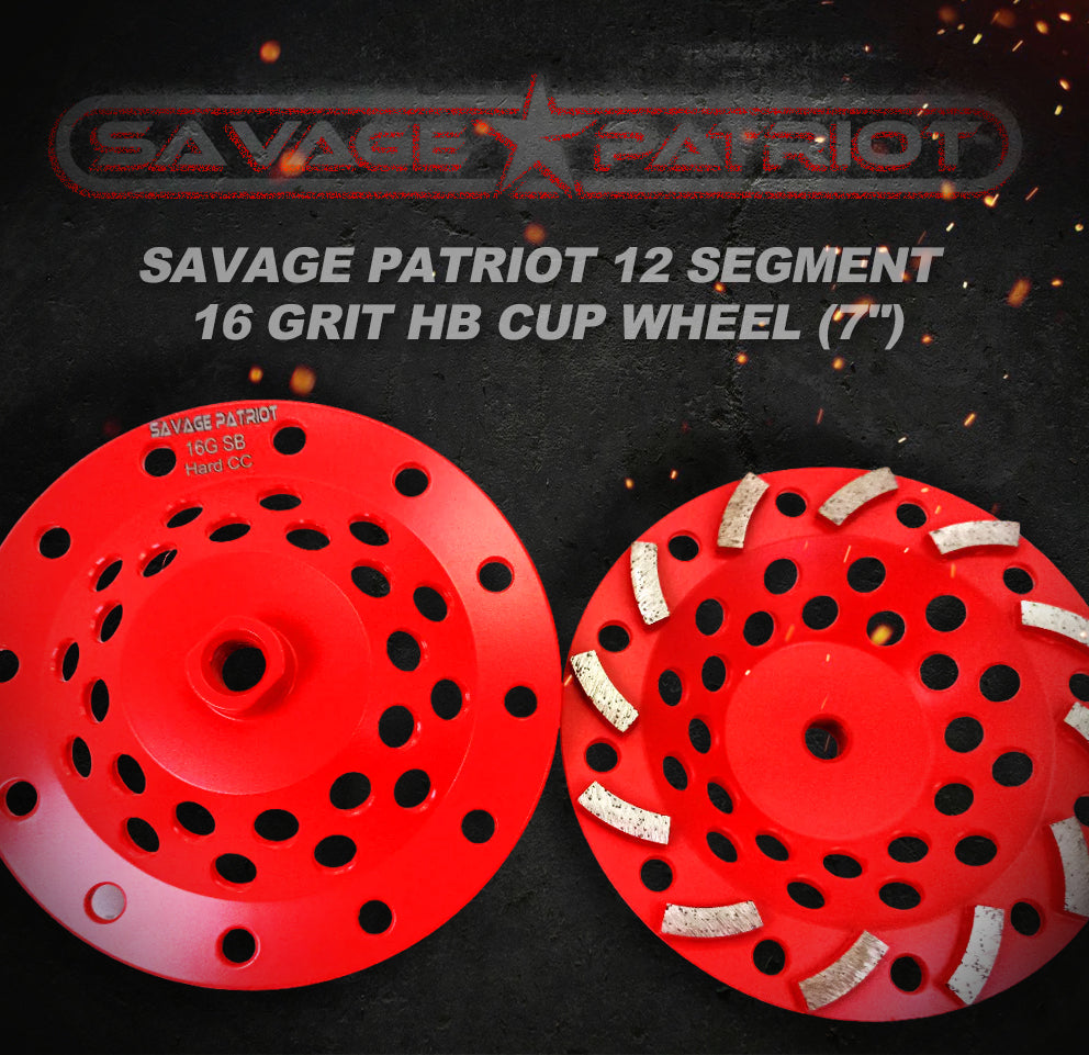 Savage Patriot 12 Segment 16 Grit HB Cup Wheel (7")