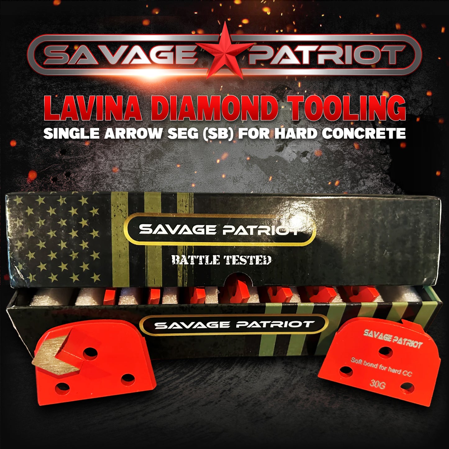 Lavina Diamond Tooling (SAVAGE PATRIOT- Pro Series) Single Arrow Seg (SB) for Hard Concrete