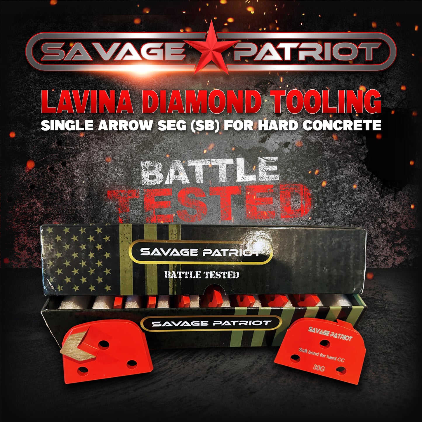 Lavina Diamond Tooling (SAVAGE PATRIOT- Pro Series) Single Arrow Seg (SB) for Hard Concrete