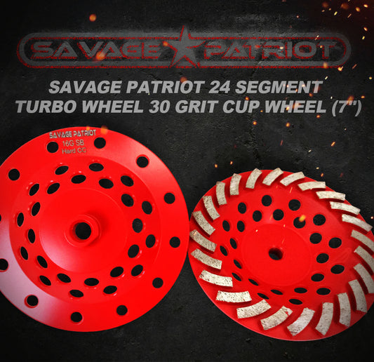 Savage Patriot 24 Segment Turbo Wheel 30 Grit Cup Wheel (7")