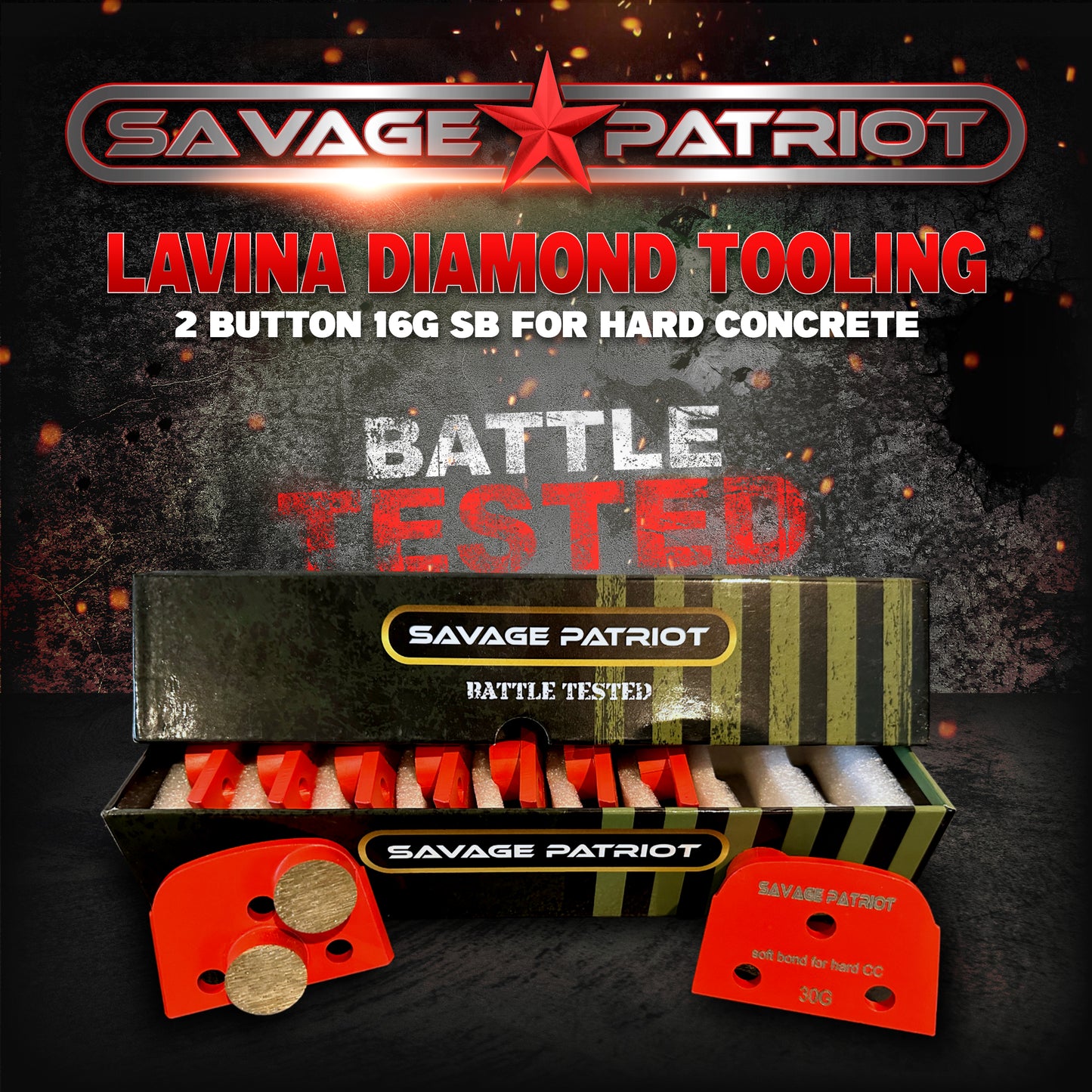 Lavina Diamond Tooling (Savage Patriot) 2 Button 16G SB for Hard Concrete