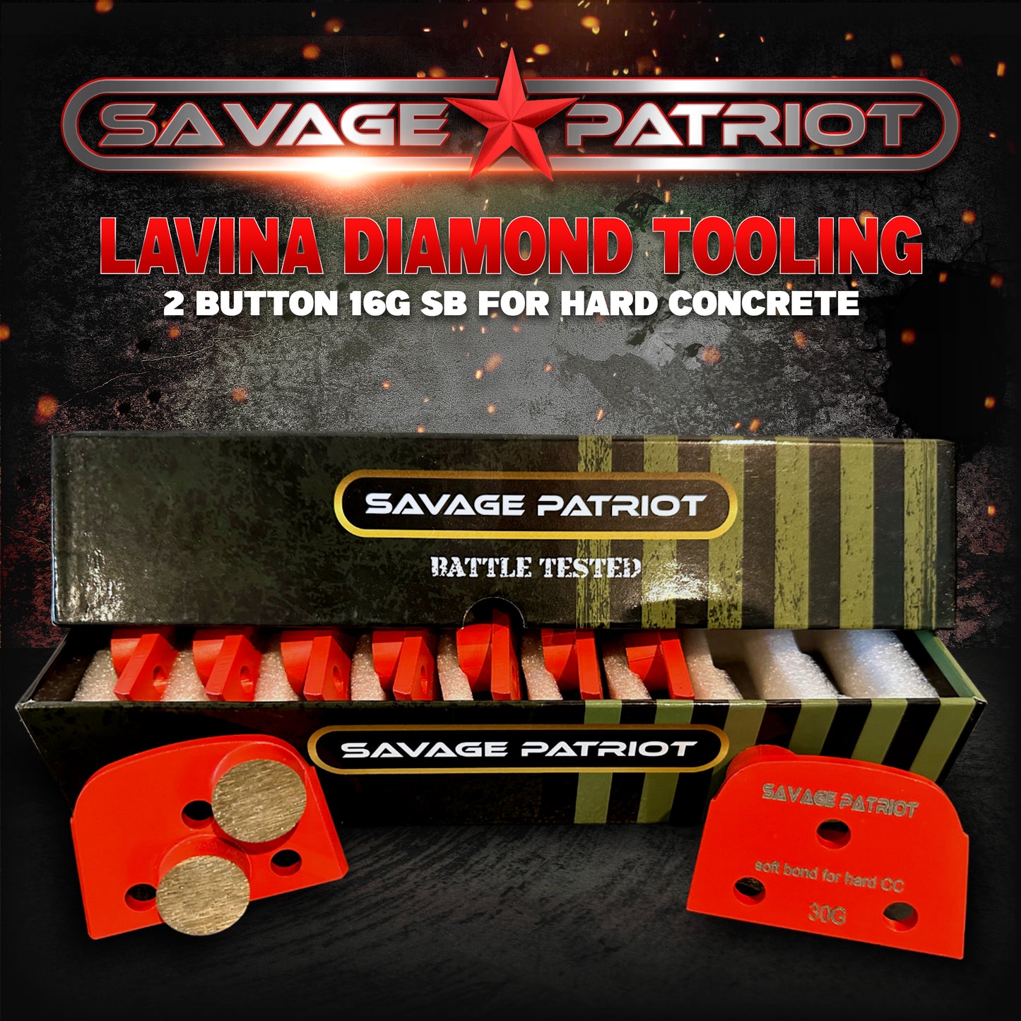 Lavina Diamond Tooling (Savage Patriot) 2 Button 16G SB for Hard Concrete