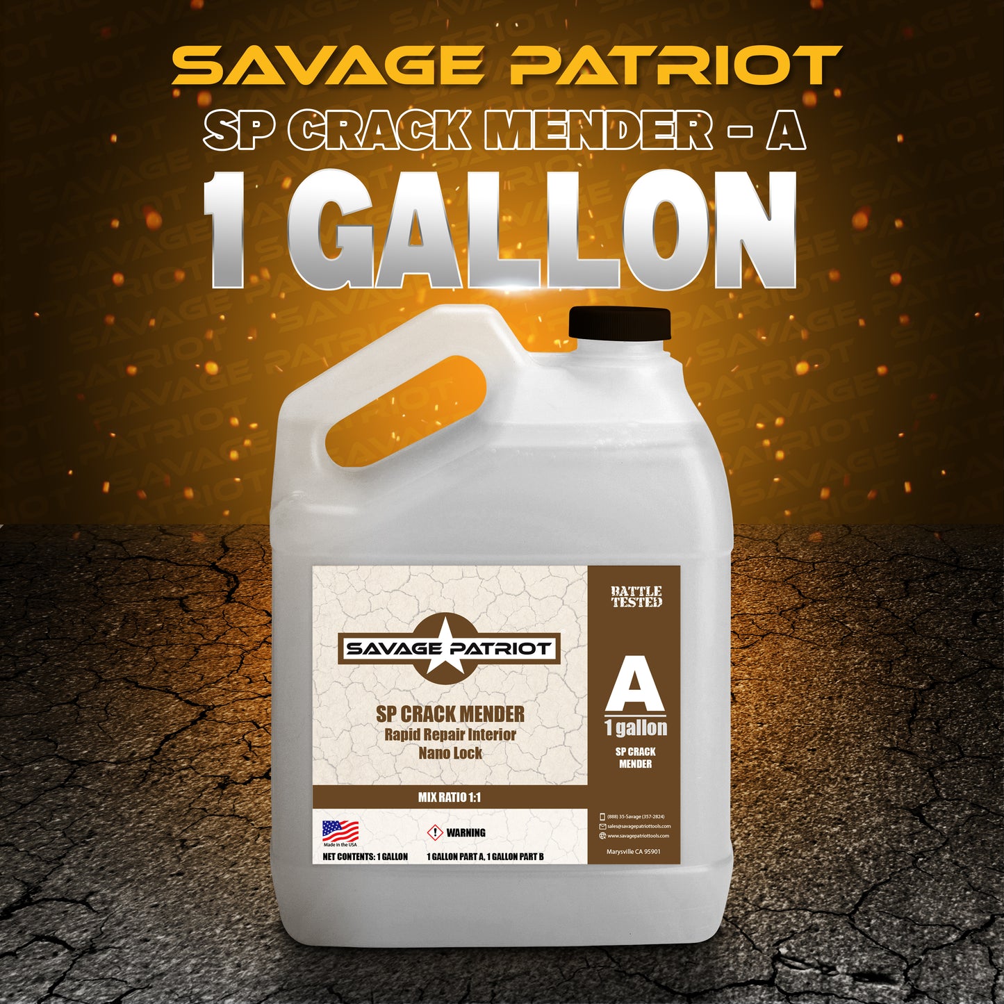 Savage Patriot Crack Mender/ Grout Coat for pin holes/ Spall repair- #1 Fast Set Crack Repair (Concrete Repair)