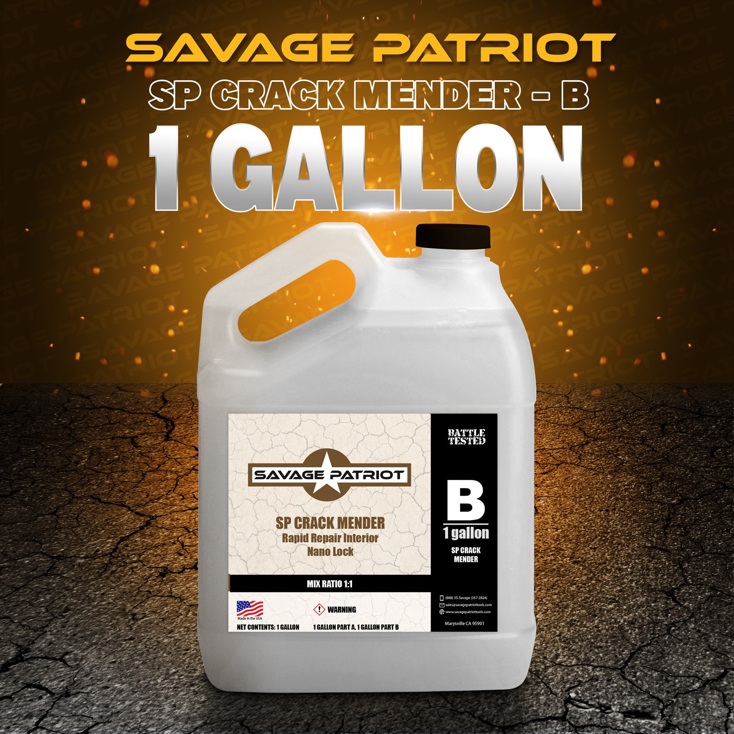 Savage Patriot Crack Mender/ Grout Coat for pin holes/ Spall repair- #1 Fast Set Crack Repair (Concrete Repair)