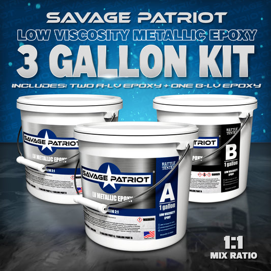 Savage Patriot Low Viscosity Metallic Epoxy - 3 Gallon Kits