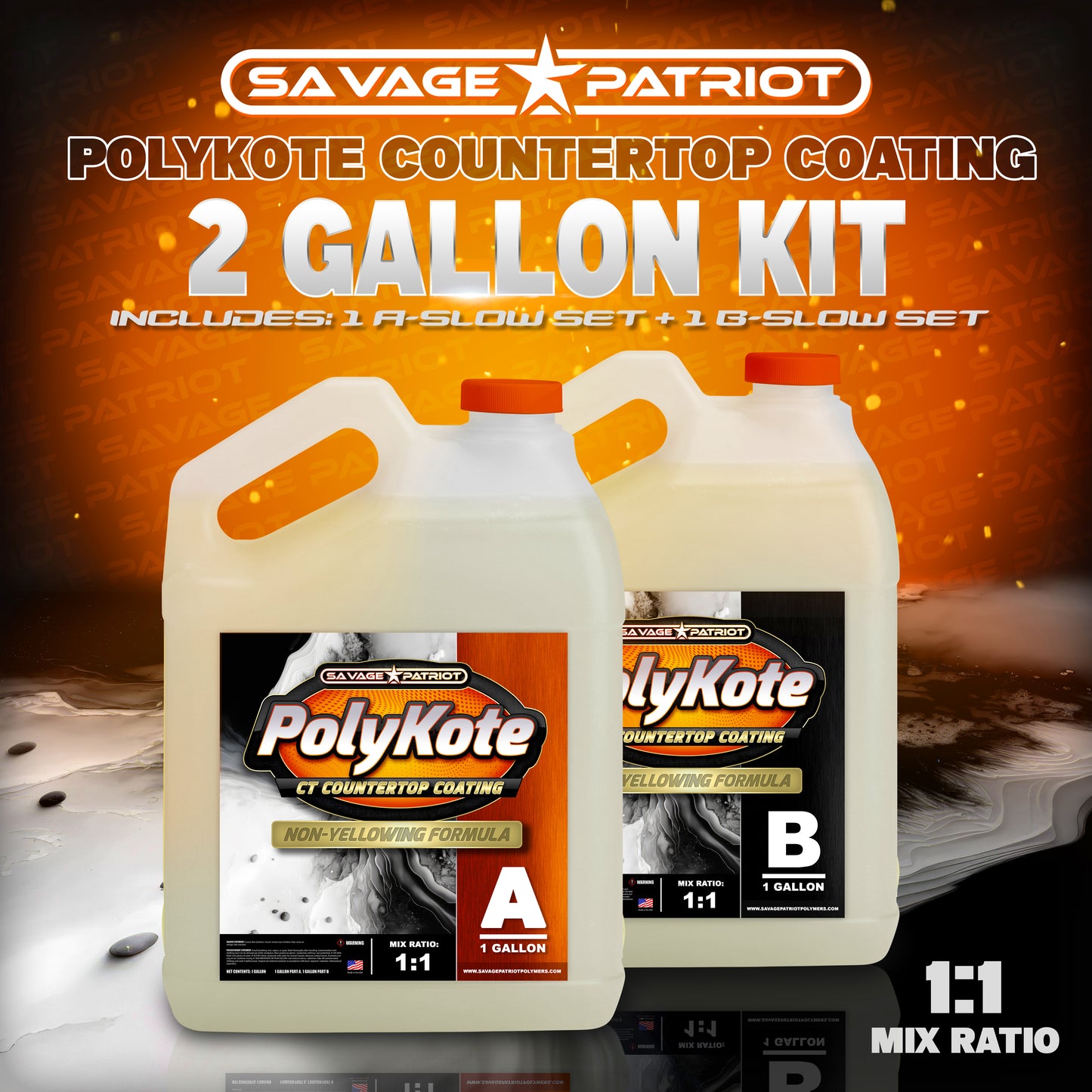 Savage Patriot-POLYKOTE CT UV Countertop Coating (2 Gallon Kit)